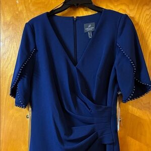 Adrianna Papell Navy Long Sleeve Dress